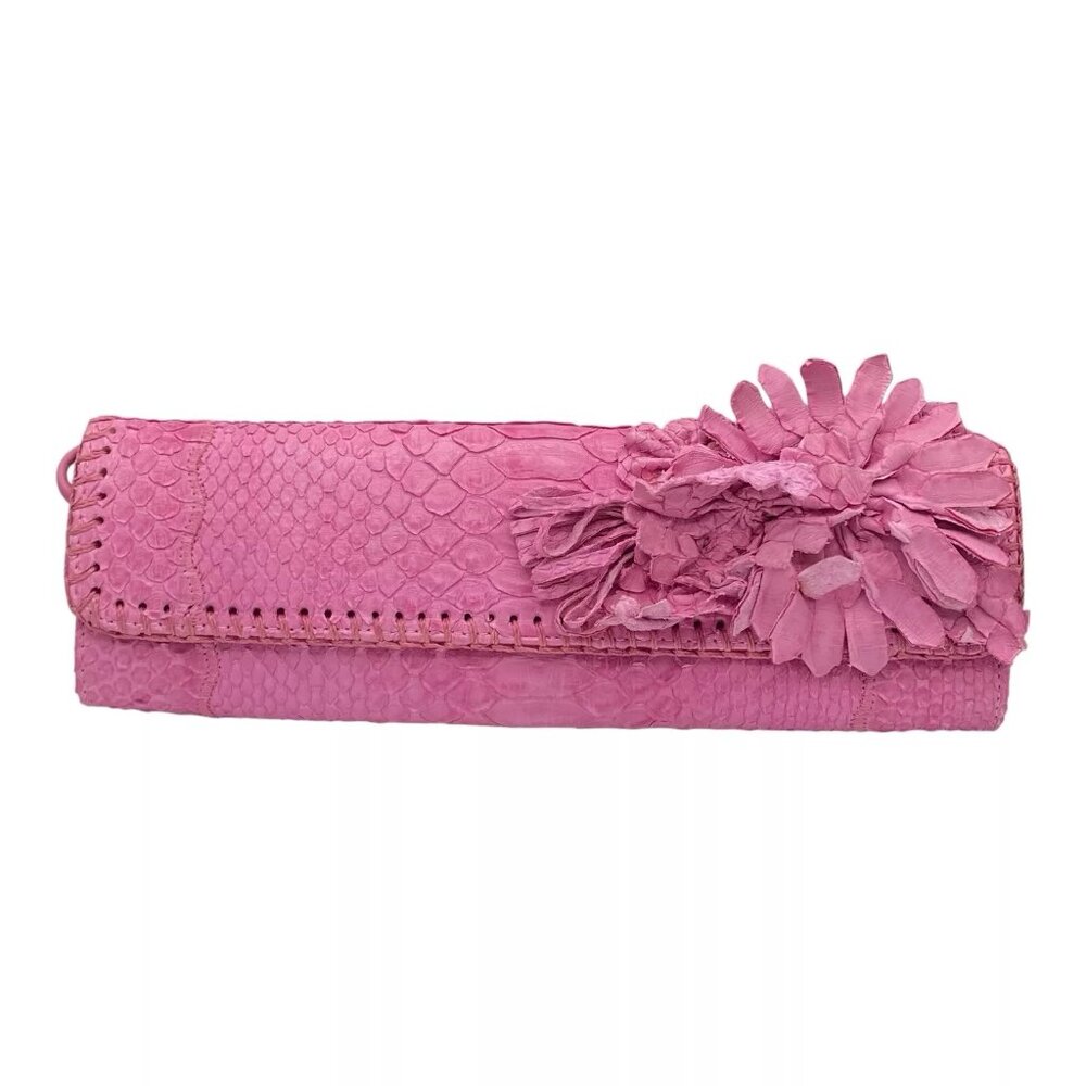 Fatto A Mano By Carlos Falchi Pink Python Snake S… - image 1